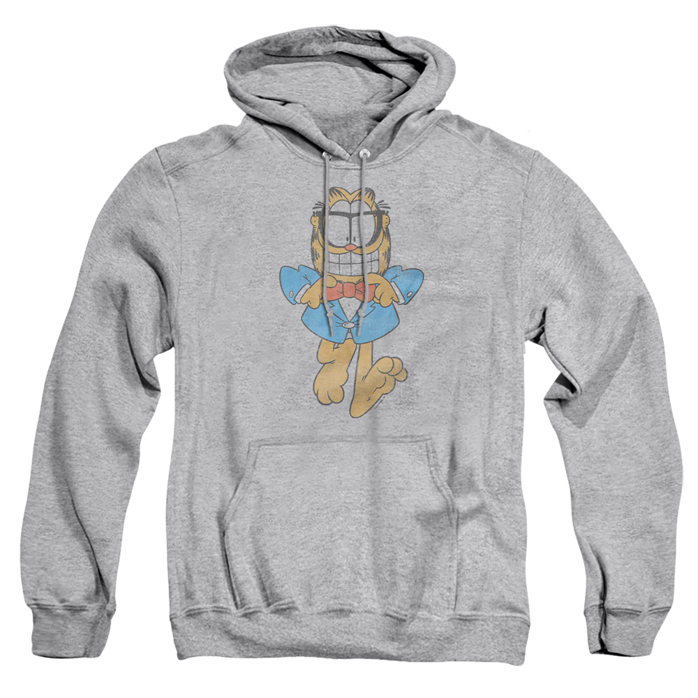 GAR724-AFTH-5 Garfield Dapper Cat Adult Pullover Hoodie, Athletic Heather - 2X