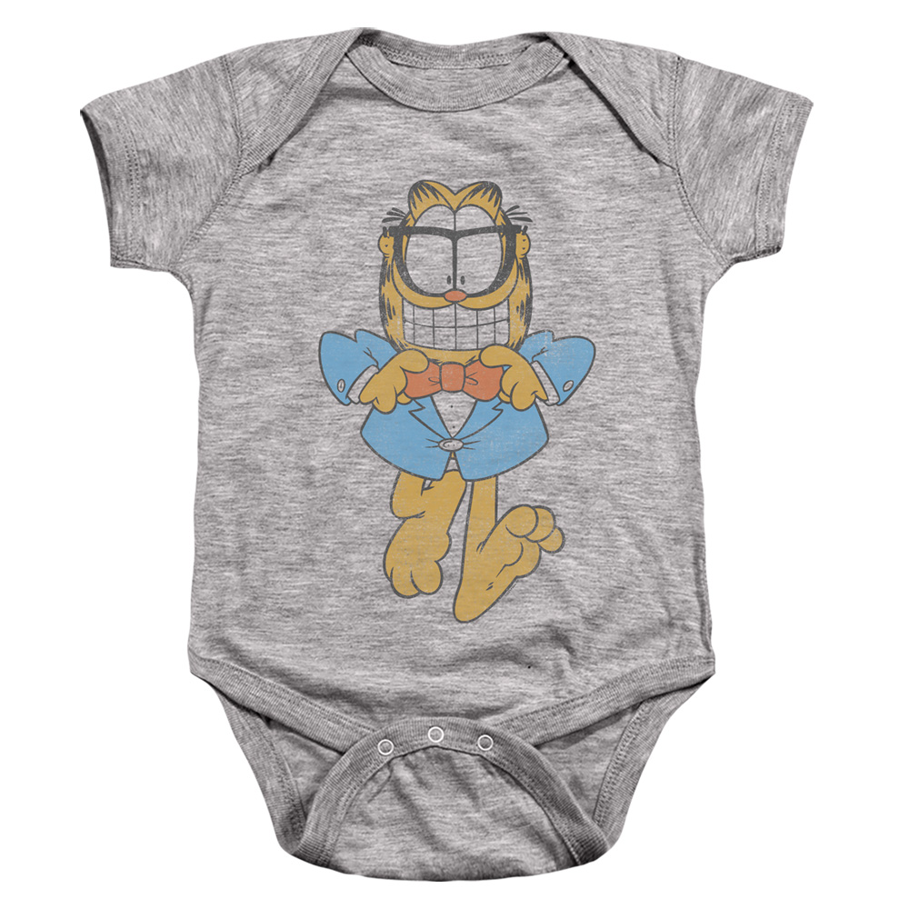 GAR724-SS-2 Garfield Dapper Cat Infant Snapsuit, Athletic Heather - Medium - 12 Month