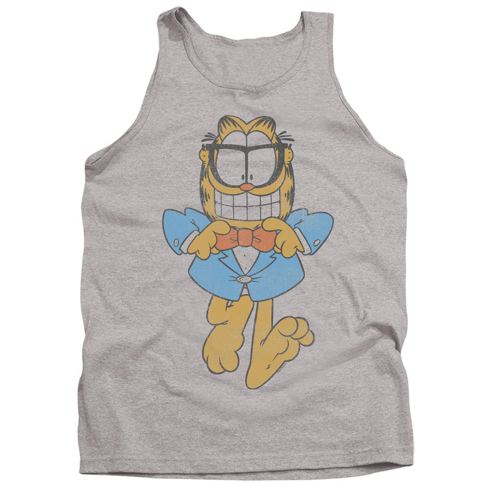 GAR724-TK-2 Garfield Dapper Cat Adult Tank Top, Athletic Heather - Medium