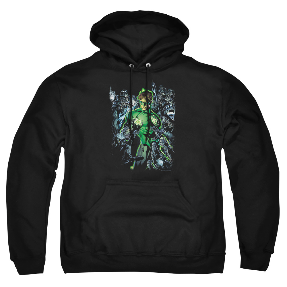 GL238-AFTH-8 Green Lantern Surrounded by Death Adult Pullover Hoodie, Black - 5X