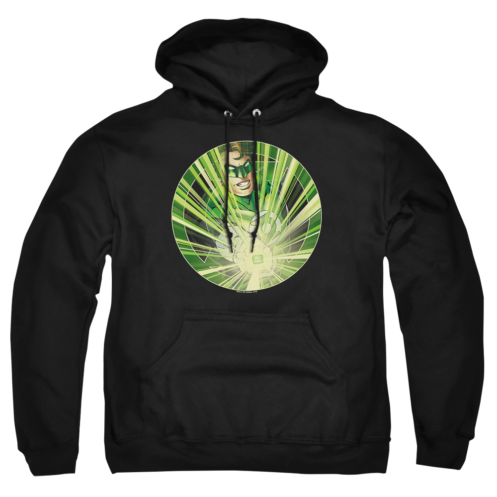 GL121-AFTH-7 Green Lantern Light Em Up Adult Pullover Hoodie, Black - 4X