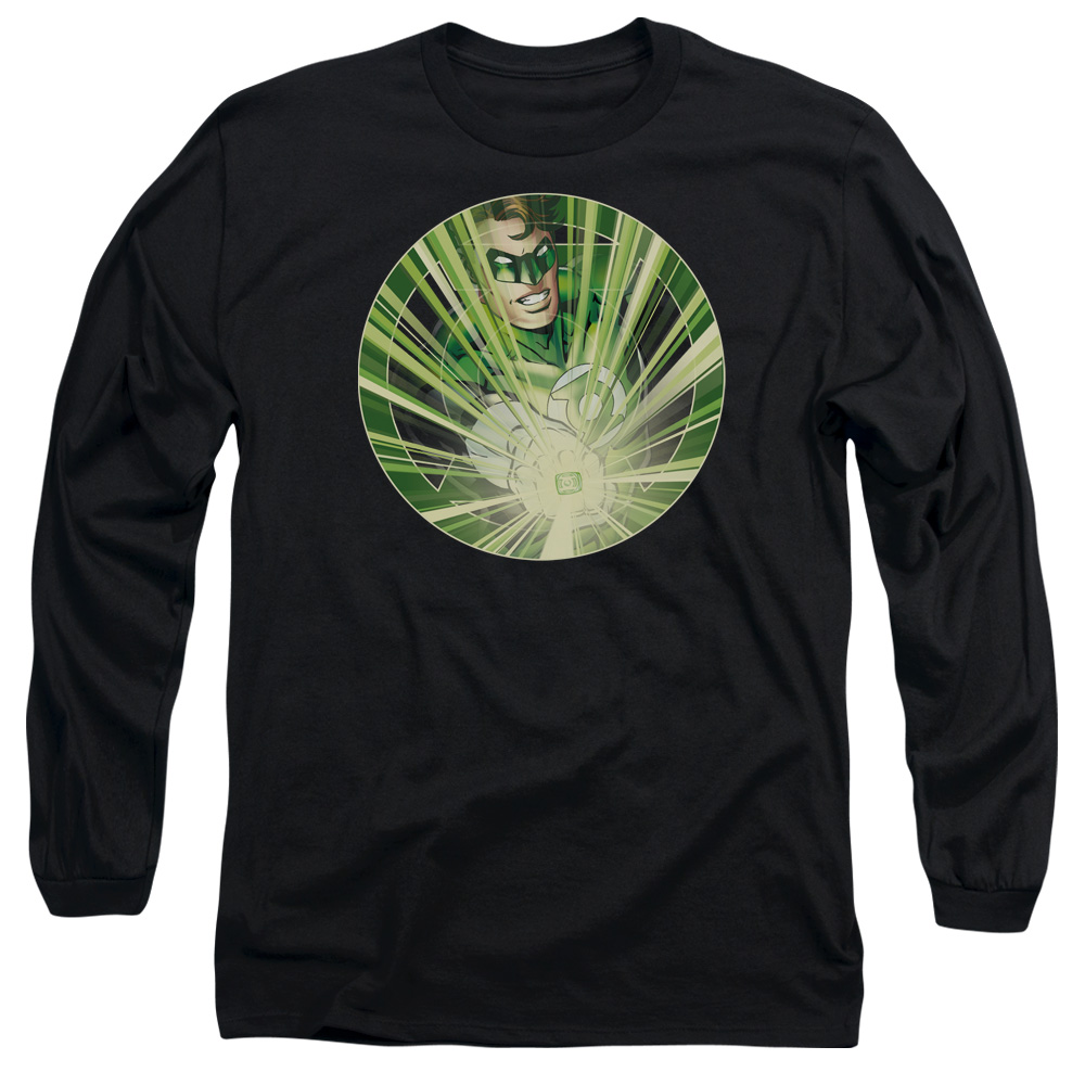 GL121-AL-6 Green Lantern Light Em Up Adult Long Sleeve T-Shirt, Black - 3X