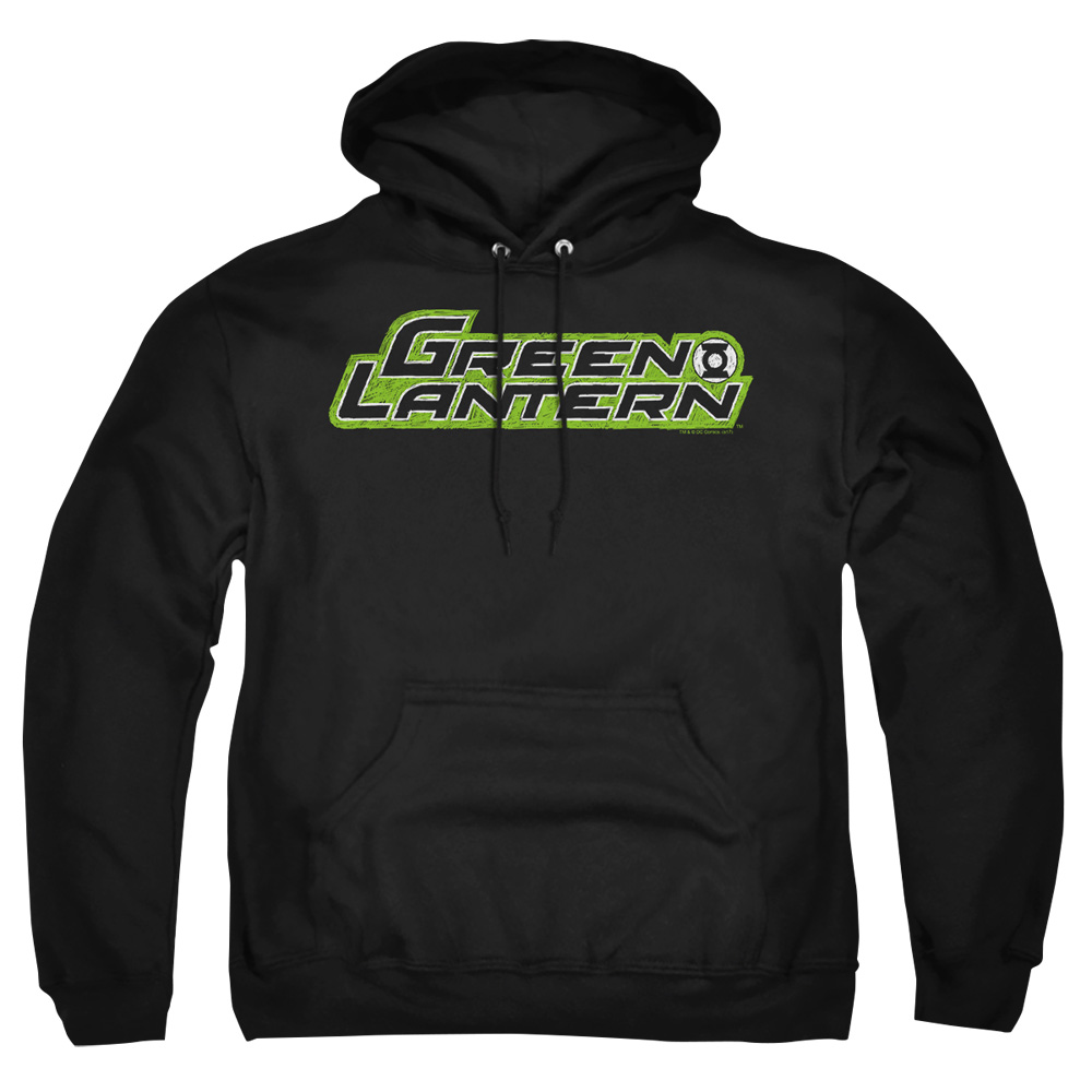 GL171-AFTH-7 Green Lantern Scribble Title Adult Pullover Hoodie, Black - 4X