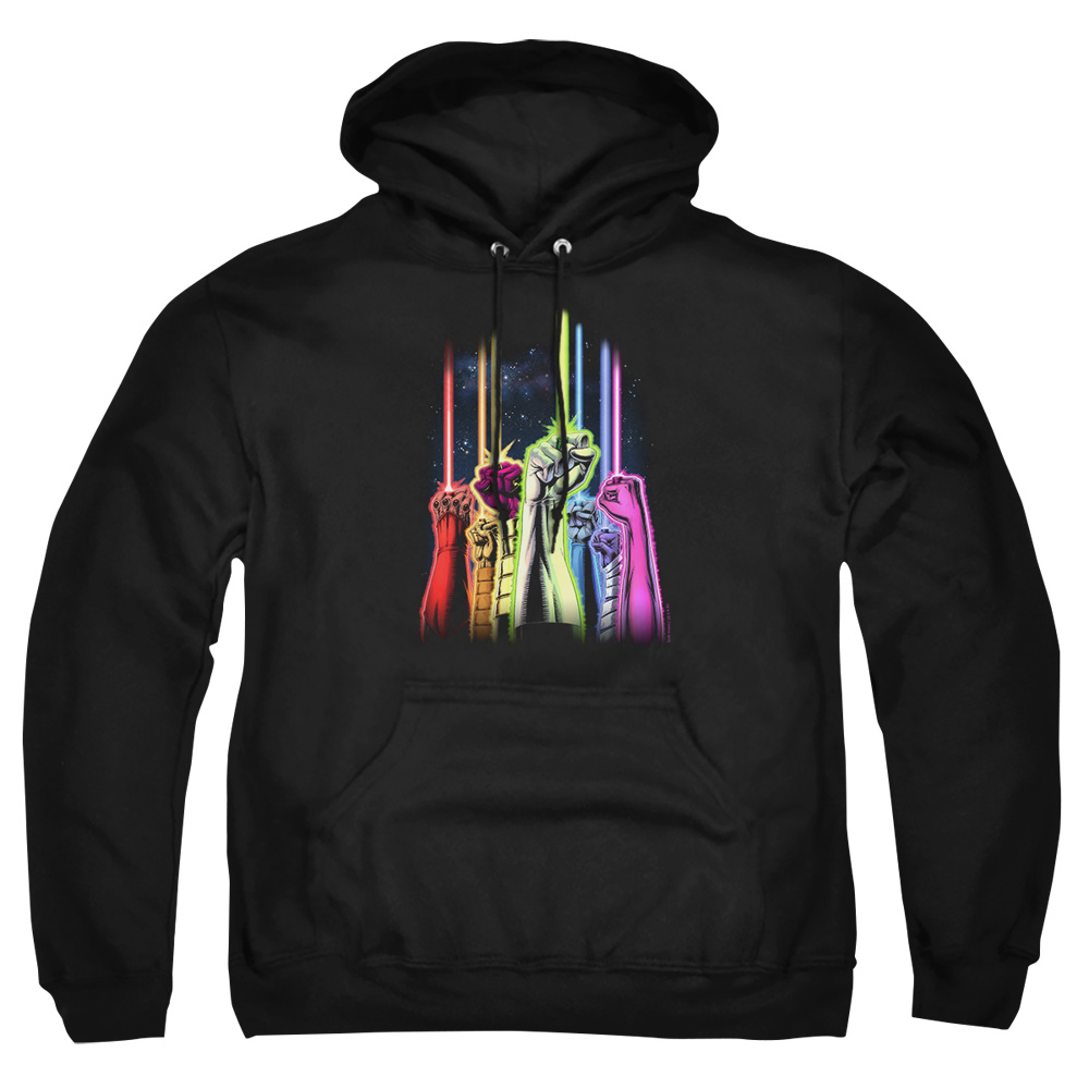 GL236-AFTH-7 Green Lantern Rainbow Corps Adult Pullover Hoodie, Black - 4X