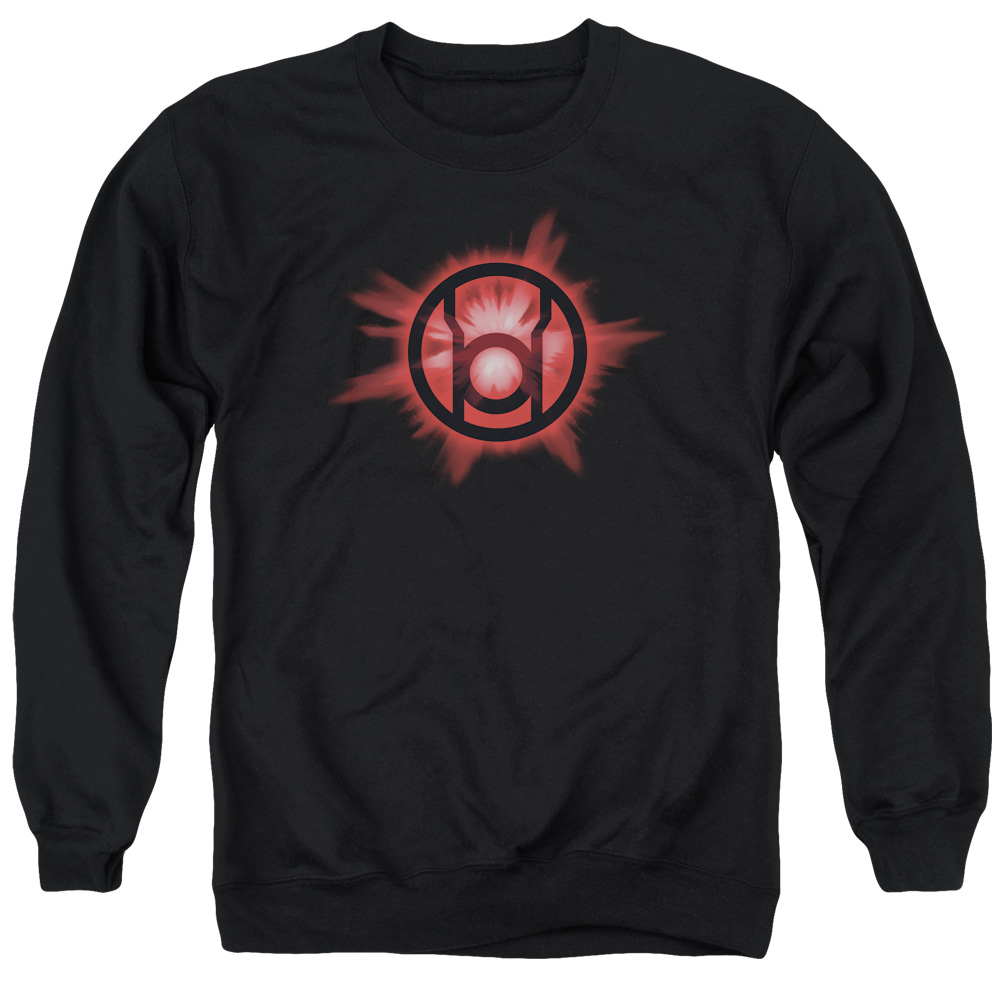 GL294-AS-2 Green Lantern Red Glow Adult Crewneck Sweatshirt, Black - Medium