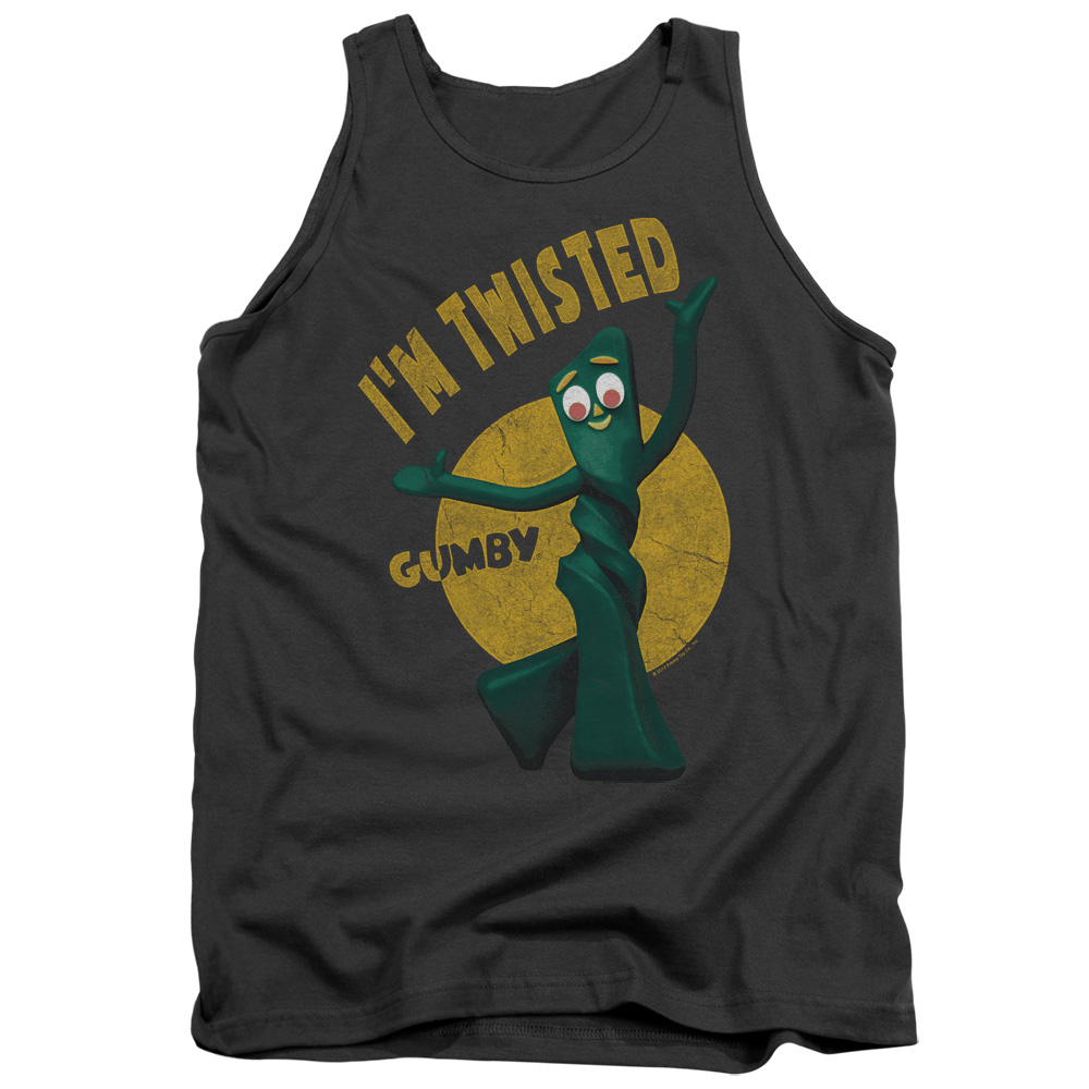 GMB101-TK-2 Gumby Twisted Adult Tank Top, Charcoal - Medium
