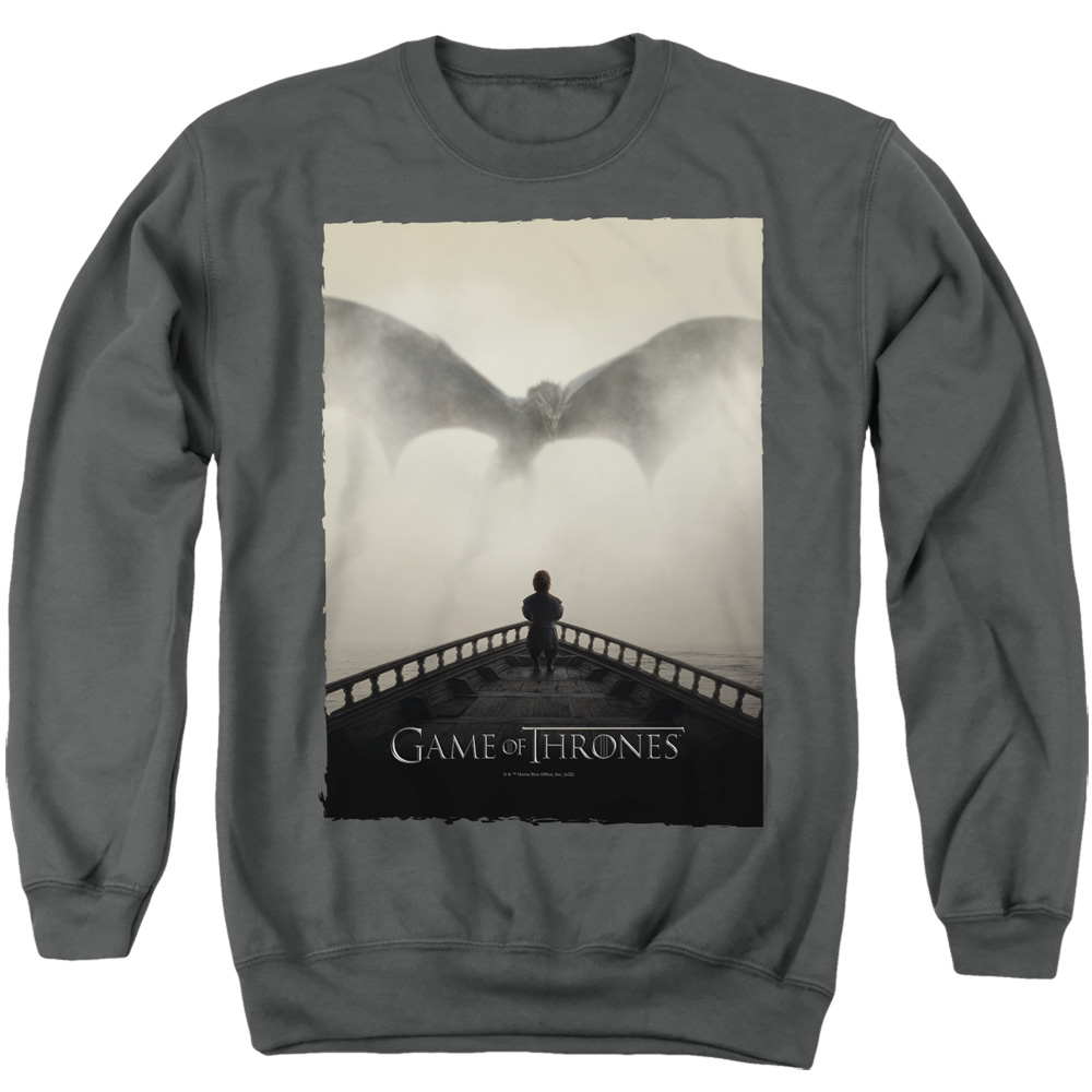 GOT255-AS-2 Game of Thrones Dragon 2 Adult Crewneck Sweatshirt, Charcoal - Medium