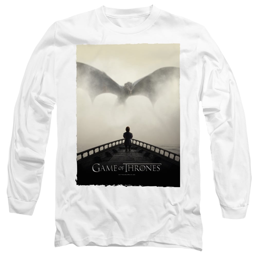 GOT256-AL-6 Game of Thrones Dragon 3 Adult Long Sleeve T-Shirt, White - 3X