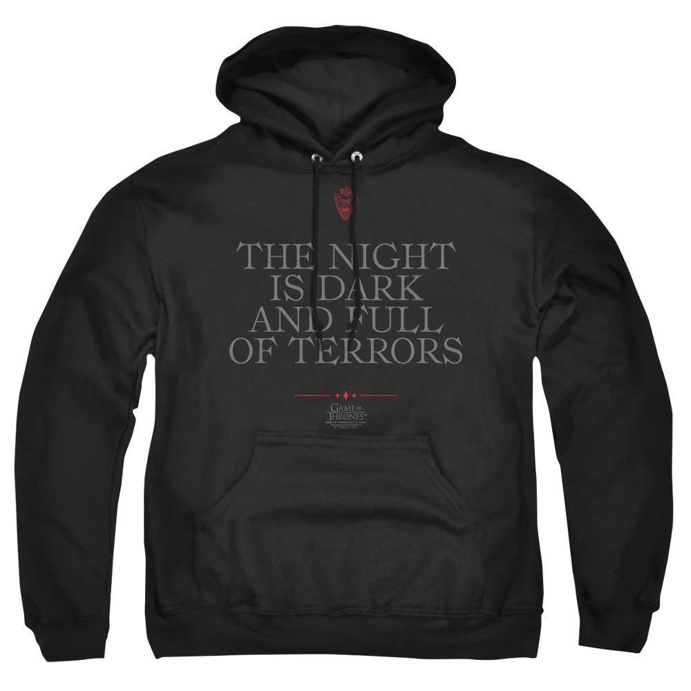 GOT153-AFTH-2 Game of Thrones Night is Dark Adult Pullover Hoodie, Black - Medium