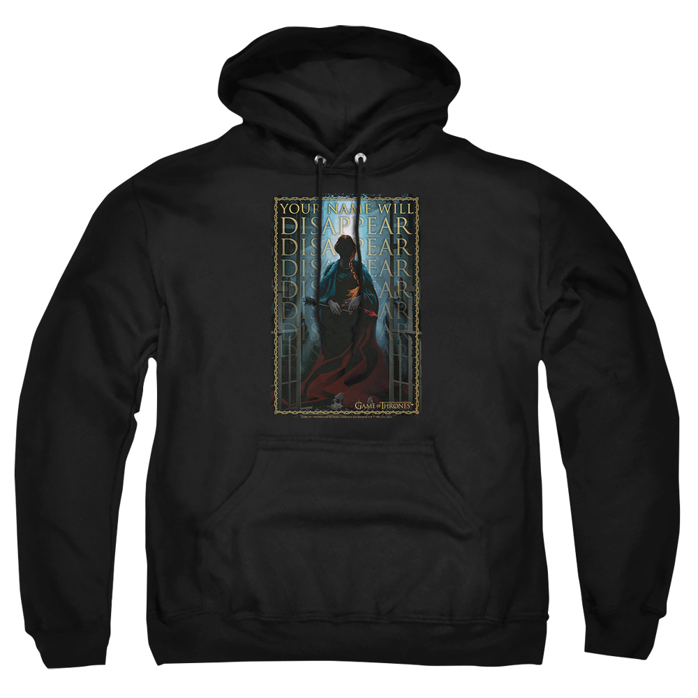 GOT158-AFTH-6 Game of Thrones Your Name Will Disappear Adult Pullover Hoodie, Black - 3X
