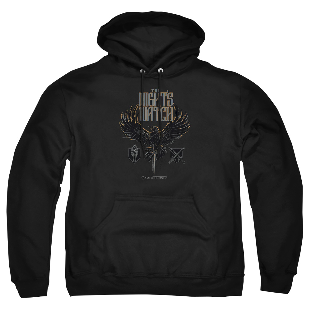 GOT160-AFTH-4 Game of Thrones The Nights Watch Adult Pullover Hoodie, Black - Extra Large