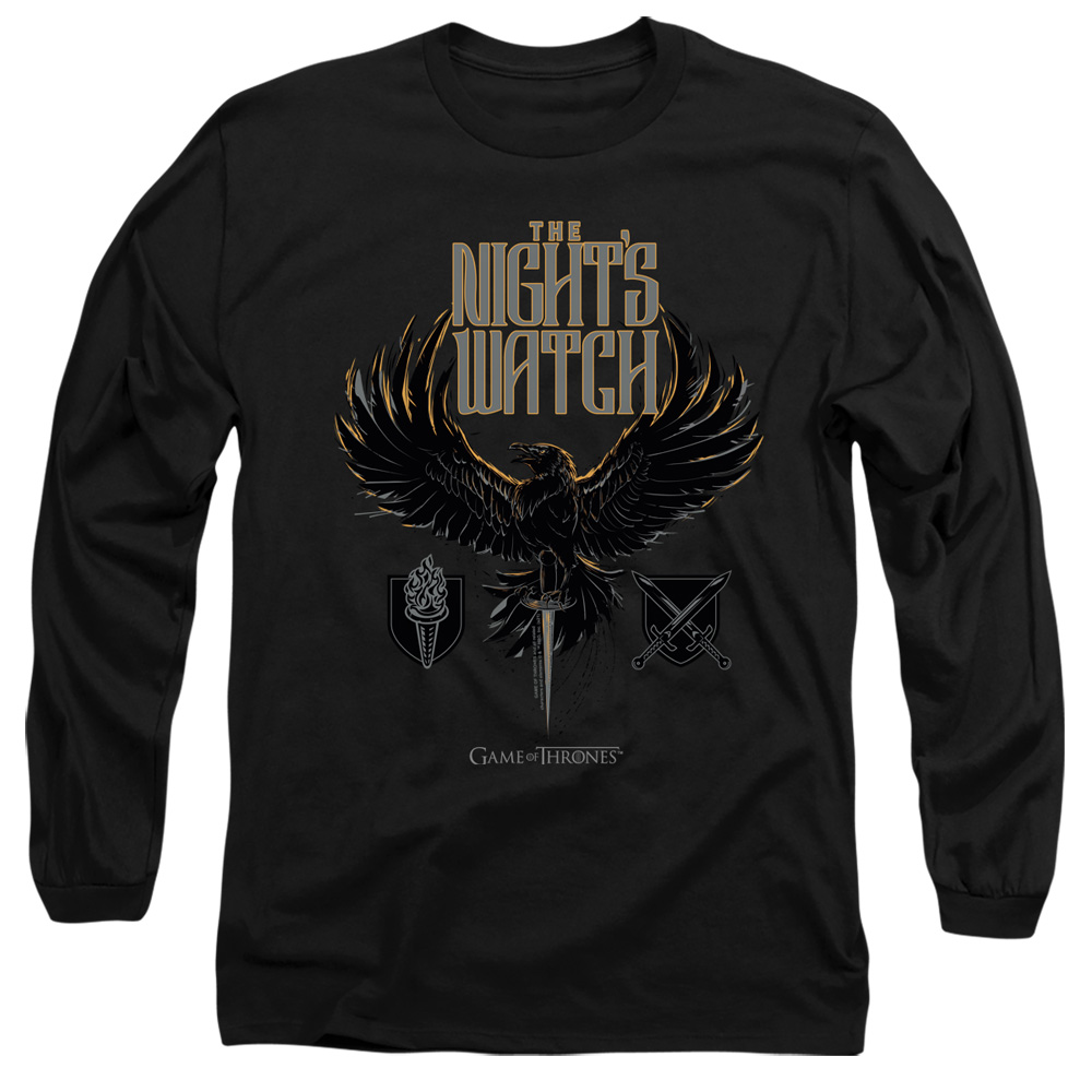 GOT160-AL-2 Game of Thrones The Nights Watch Adult Long Sleeve T-Shirt, Black - Medium