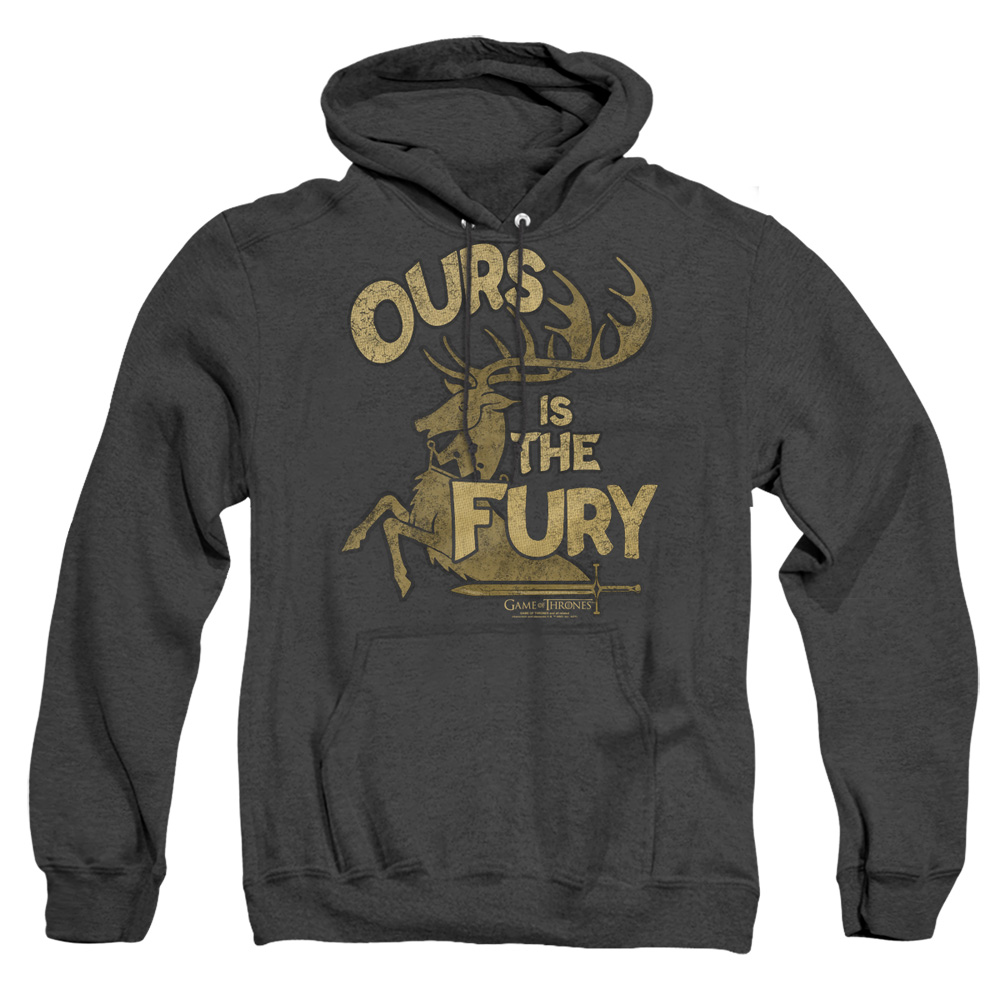 GOT233-AHH-4 Game of Thrones Fury Adult Heather Hoodie, Black - Extra Large