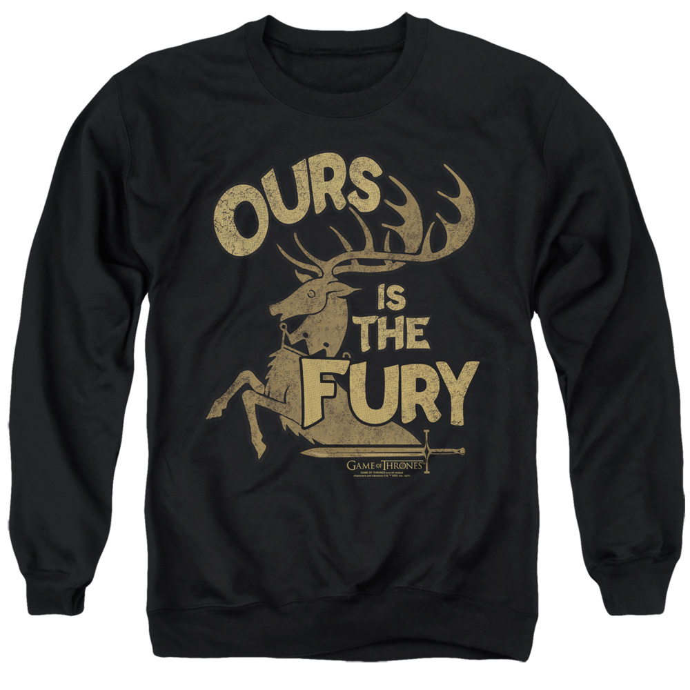 GOT233-AS-4 Game of Thrones Fury Adult Crewneck Sweatshirt, Black - Extra Large