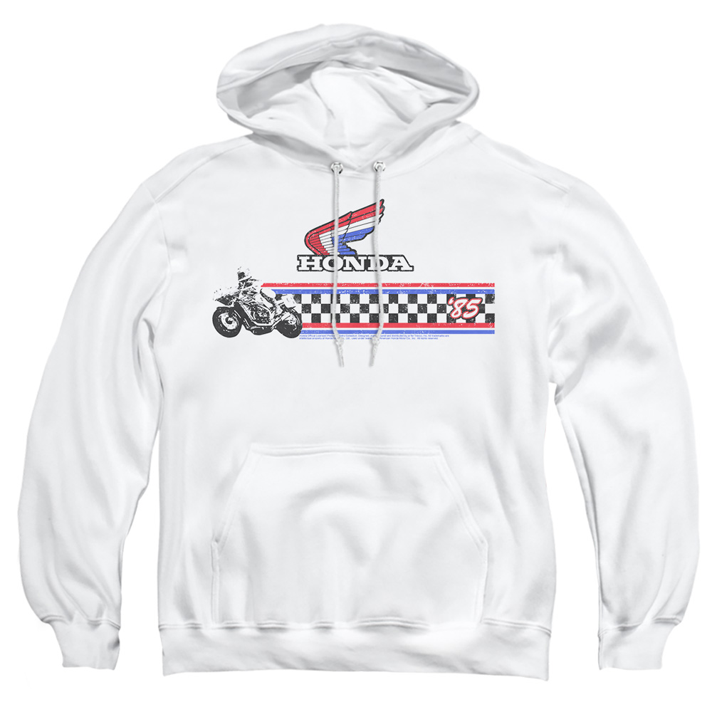 HNDA107-AFTH-2 Honda 1985 Red & White - Blue Adult Pullover Hoodie, White - Medium