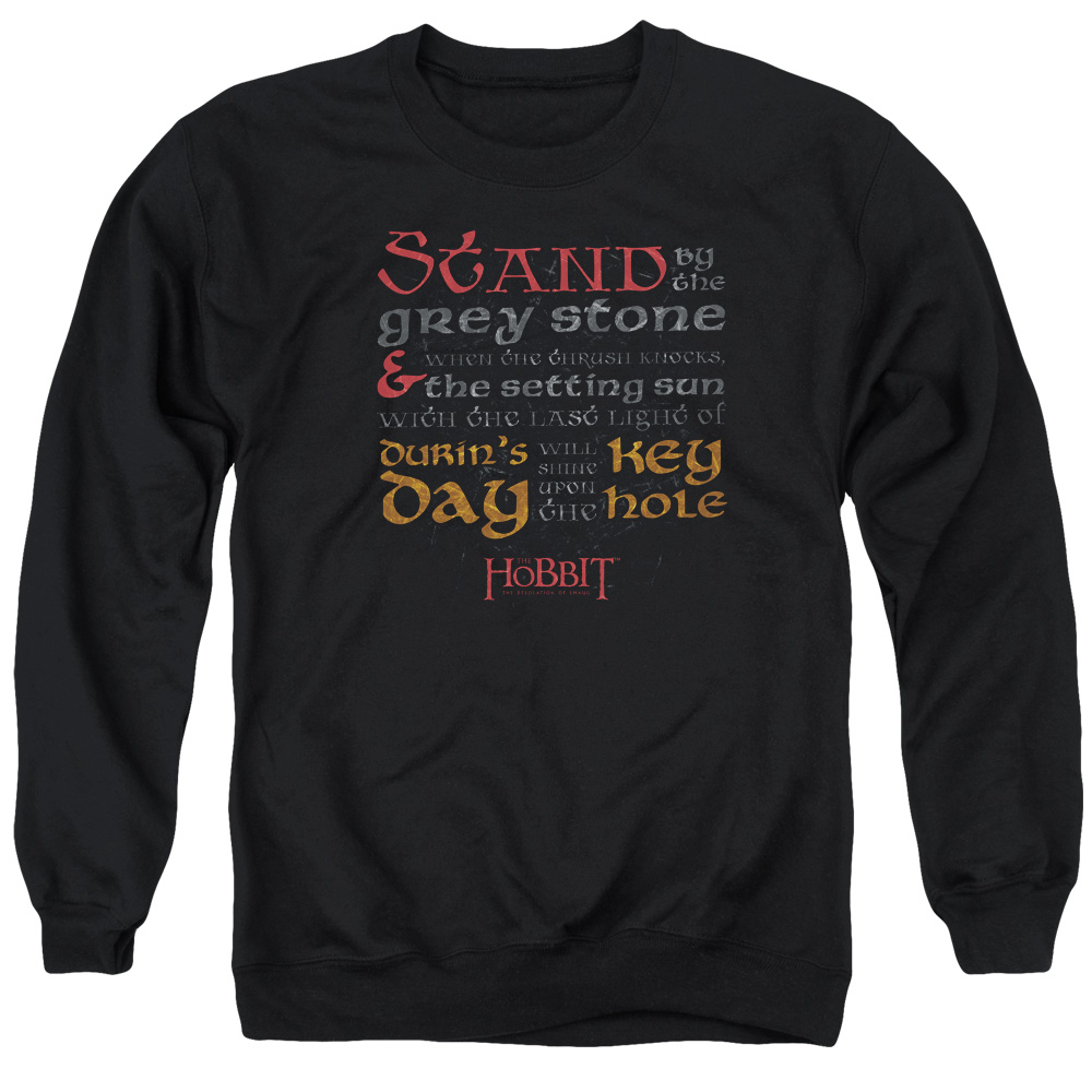 HOB2032-AS-2 Hobbit Keyhole Adult Crewneck Sweatshirt, Black - Medium