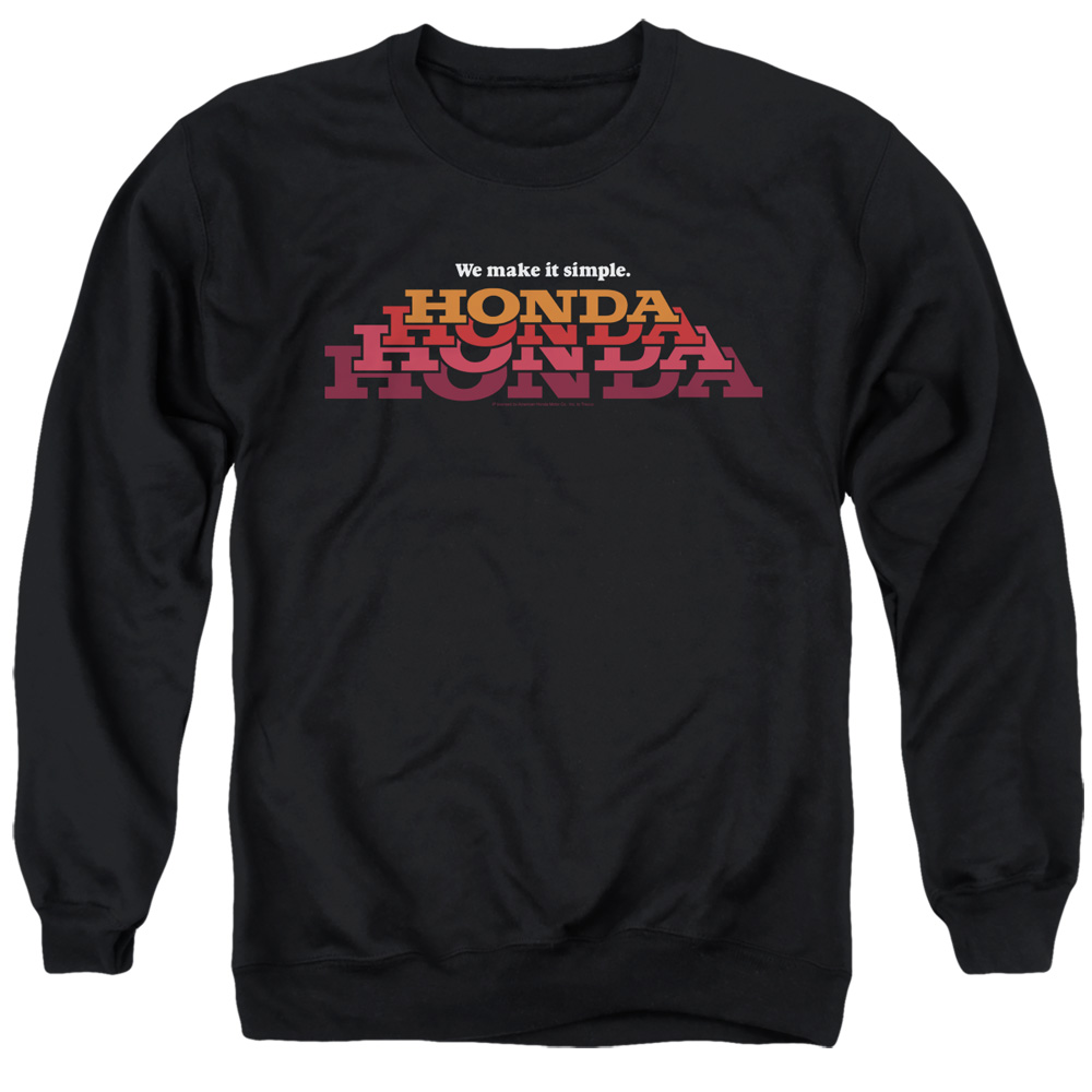 HNDA132-AS-2 Honda Make it Simple Logo Adult Crewneck Sweatshirt, Black - Medium