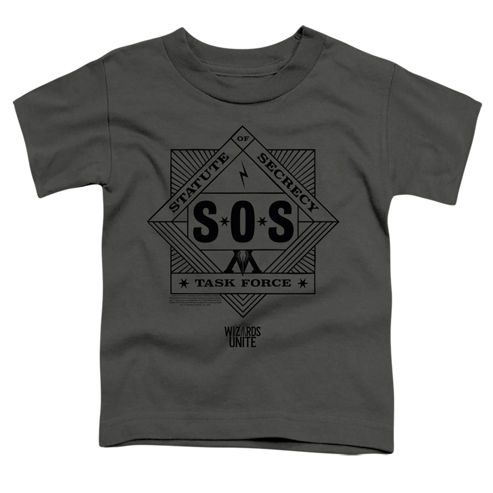 HP9046-TT-2 Harry Potter Wizards Unite Sos Task Force Toddler Short Sleeve T-Shirt, Charcoal - Medium 3T