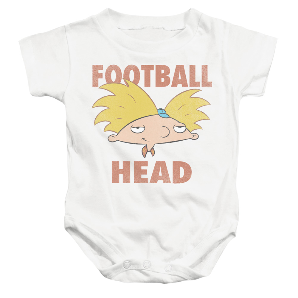 NICK749-SS-2 Hey Arnold Football Head Infant Snapsuit, White - Medium - 12 Month
