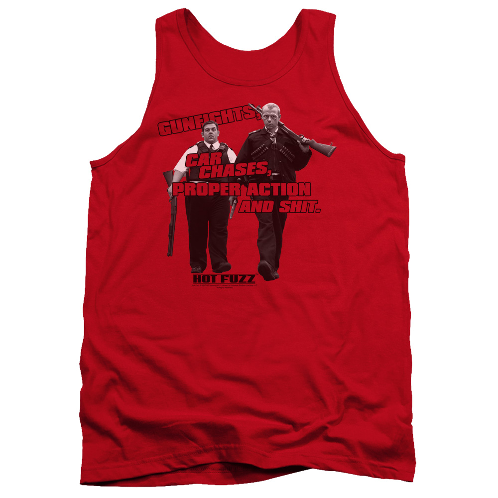 UNI172-TK-5 Hot Fuzz Days Work Adult Tank Top, Red - 2X