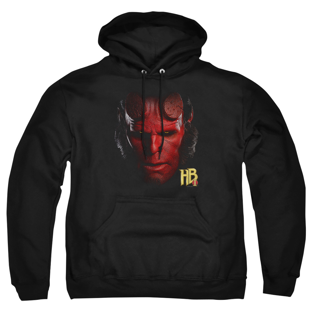 UNI162-AFTH-1 Hellboy II Head Adult Pullover Hoodie, Black - Small
