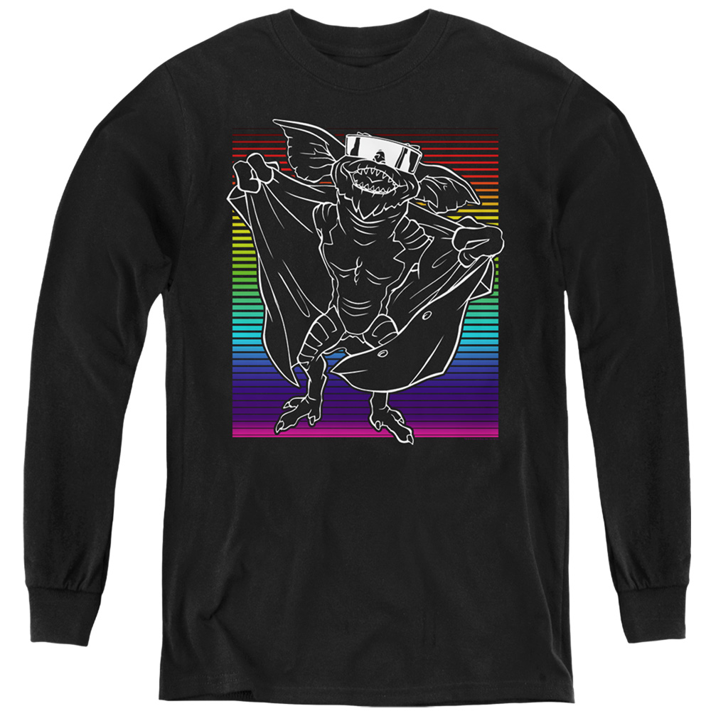 WBM951-YL-3 Gremlins Cool Gradient Long Sleeve Youth T-Shirt, Black - Large