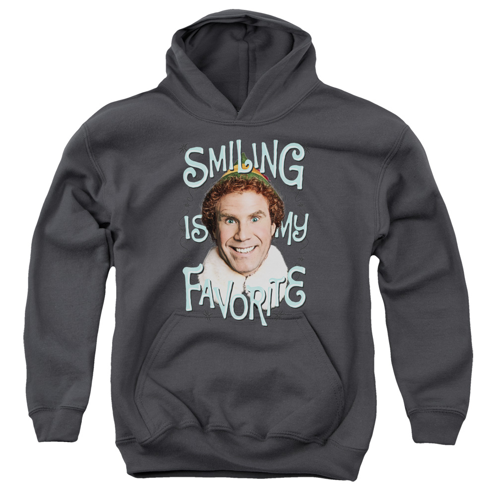 WBM645-YFTH-4 ELF Smiling Youth Hooded Sweatshirt, Charcoal - Extra Large