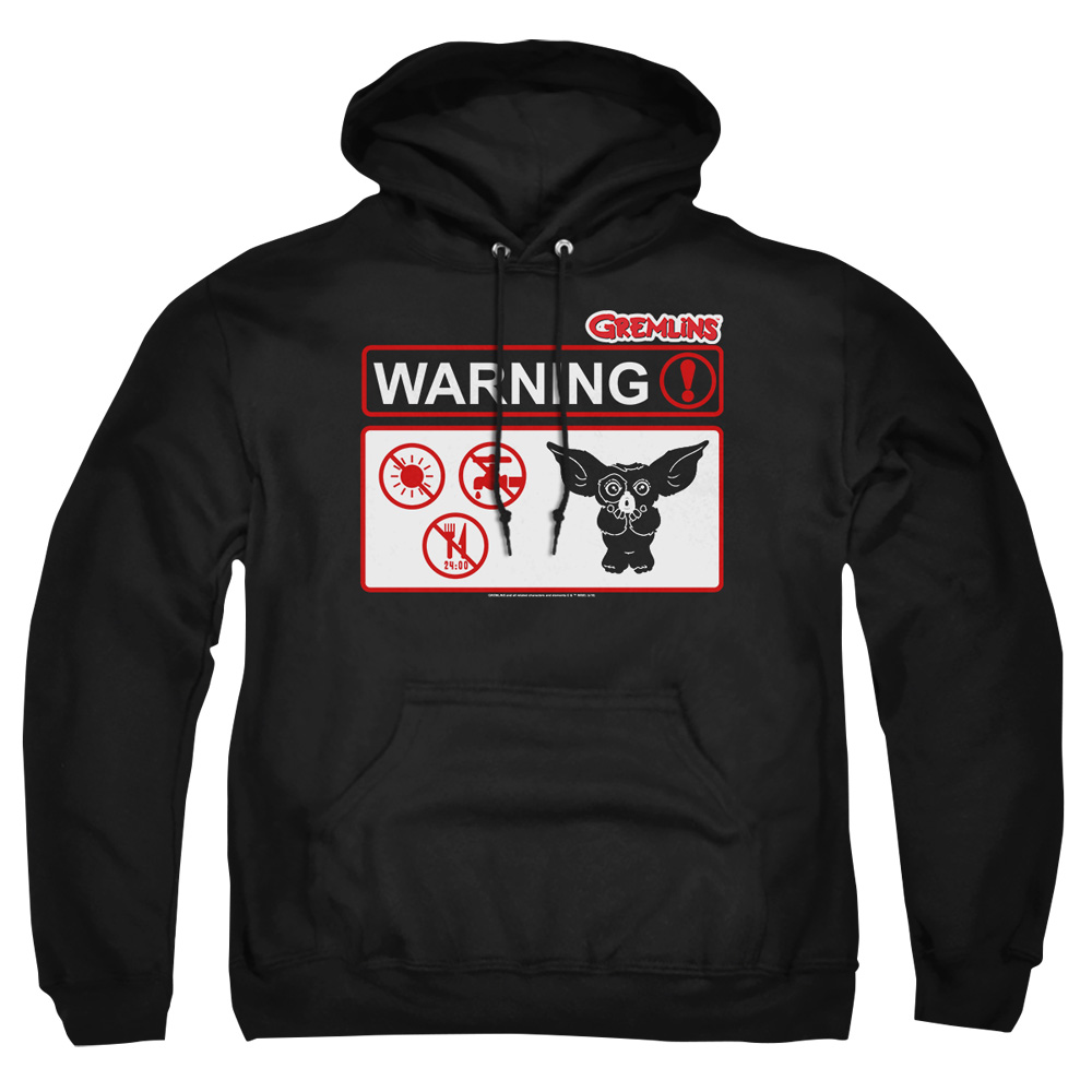 WBM773-AFTH-2 Gremlins Warning Adult Pullover Hoodie, Black - Medium