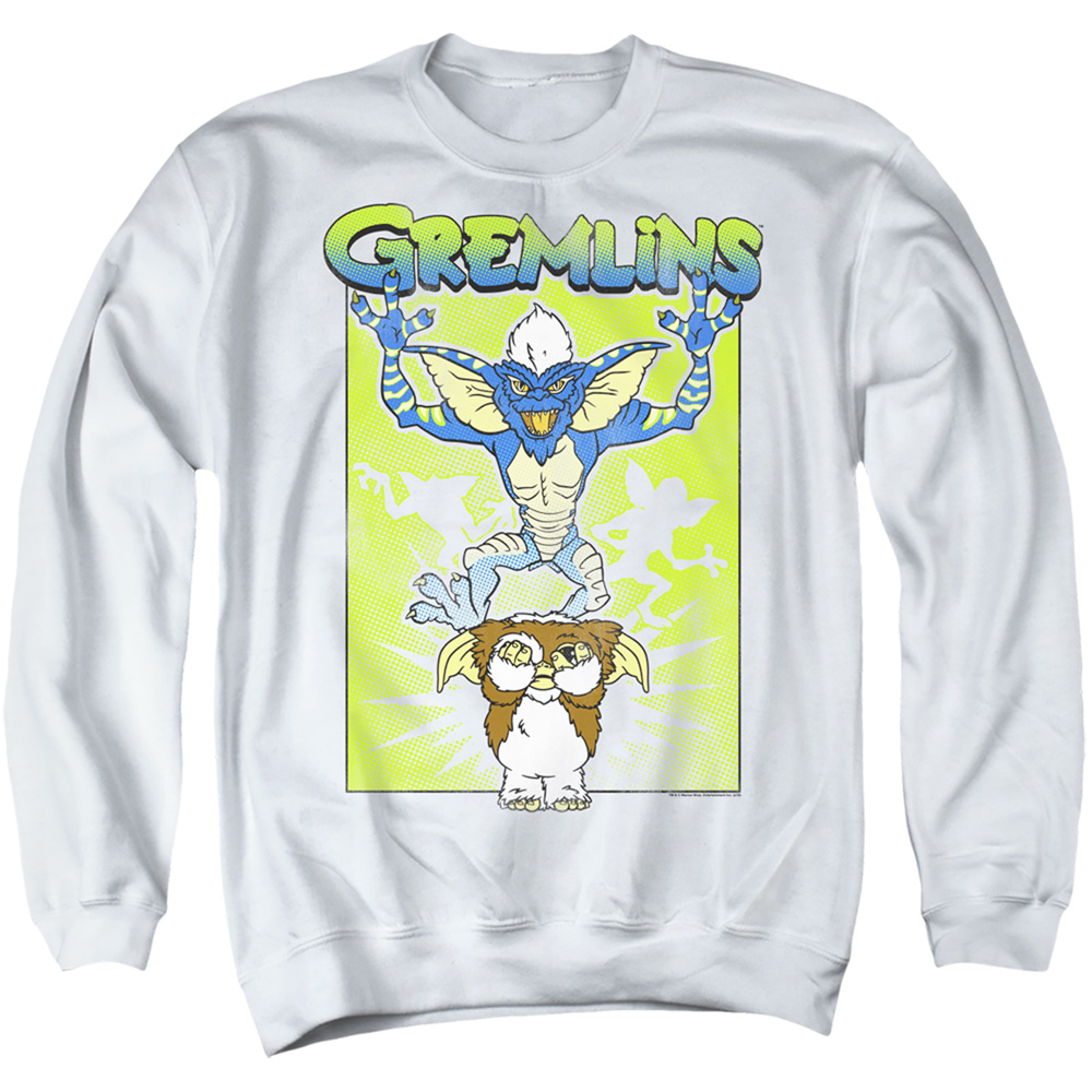 WBM864C-AS-1 Gremlins Be Afraid Adult Crewneck Sweatshirt, White - Small