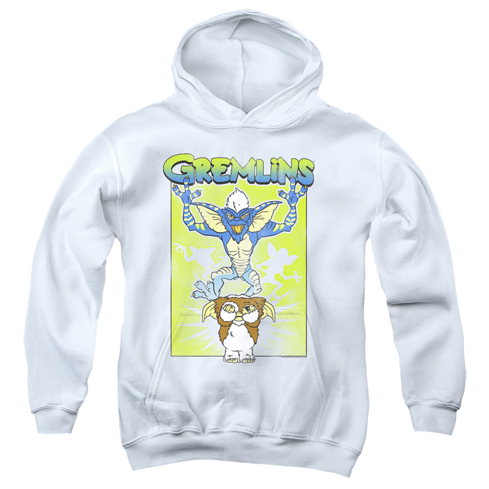 WBM864C-YFTH-2 Gremlins Be Afraid Youth Hooded Sweatshirt, White - Medium