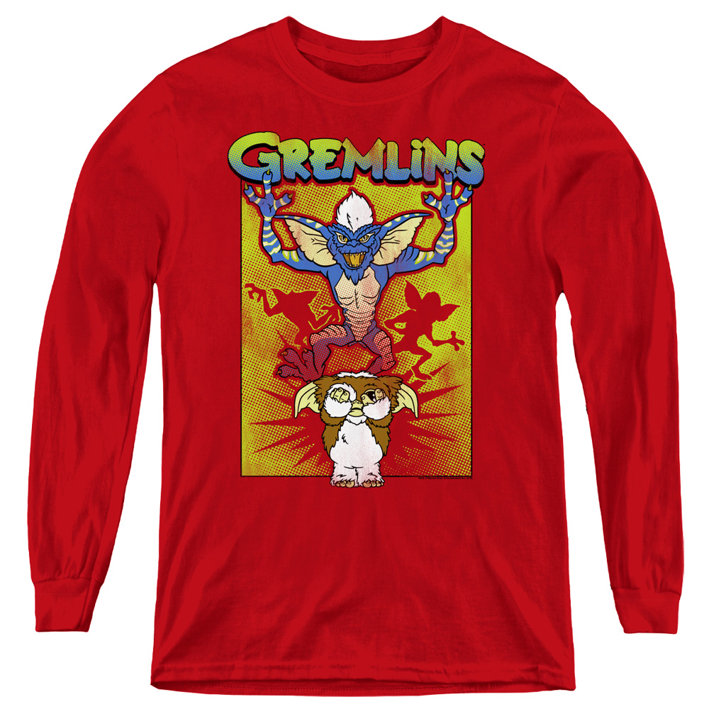 WBM864-YL-2 Gremlins Be Afraid Long Sleeve Youth T-Shirt, Red - Medium