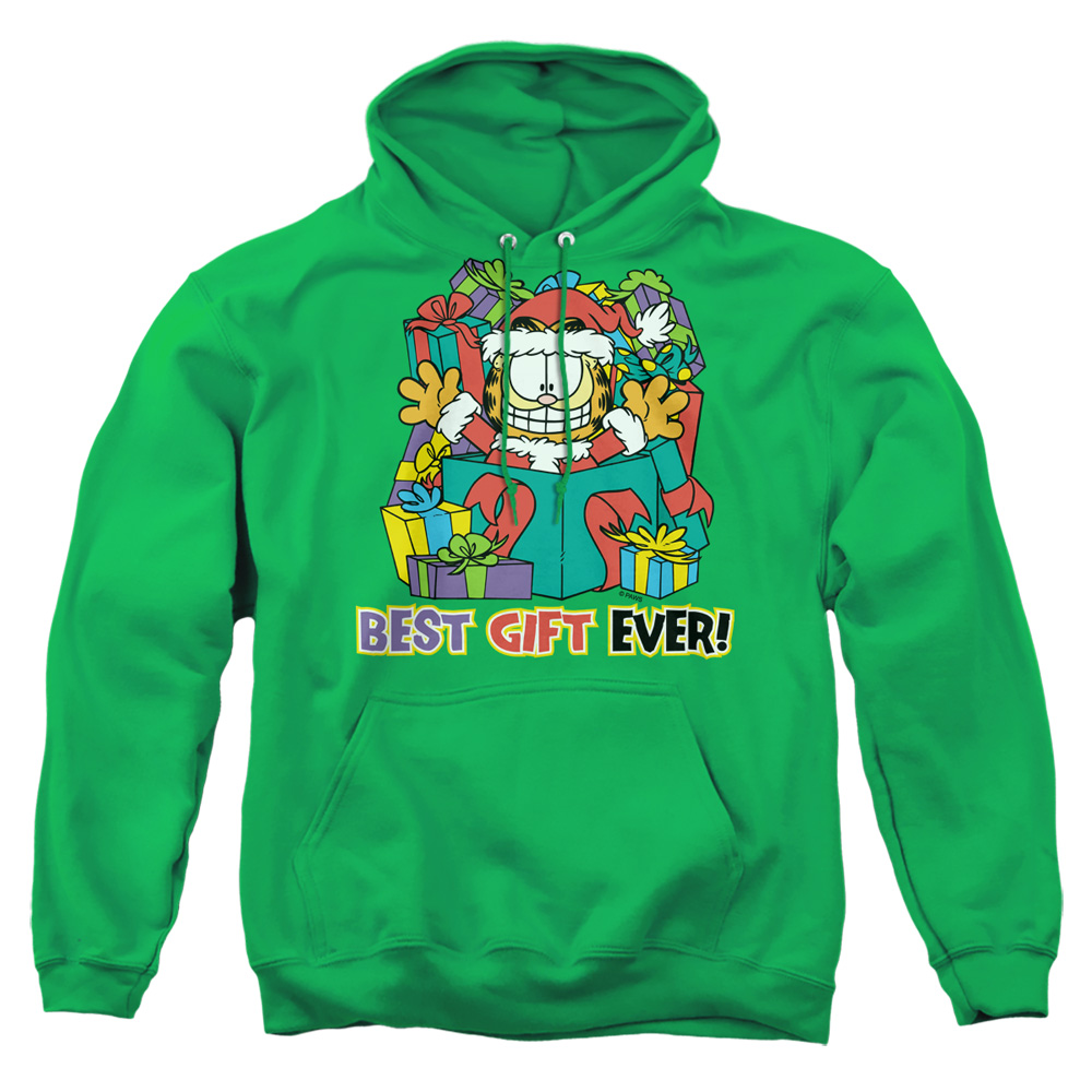 GAR306-AFTH-2 Garfield Best Gift Ever Adult Pullover Hoodie, Kelly Green - Medium
