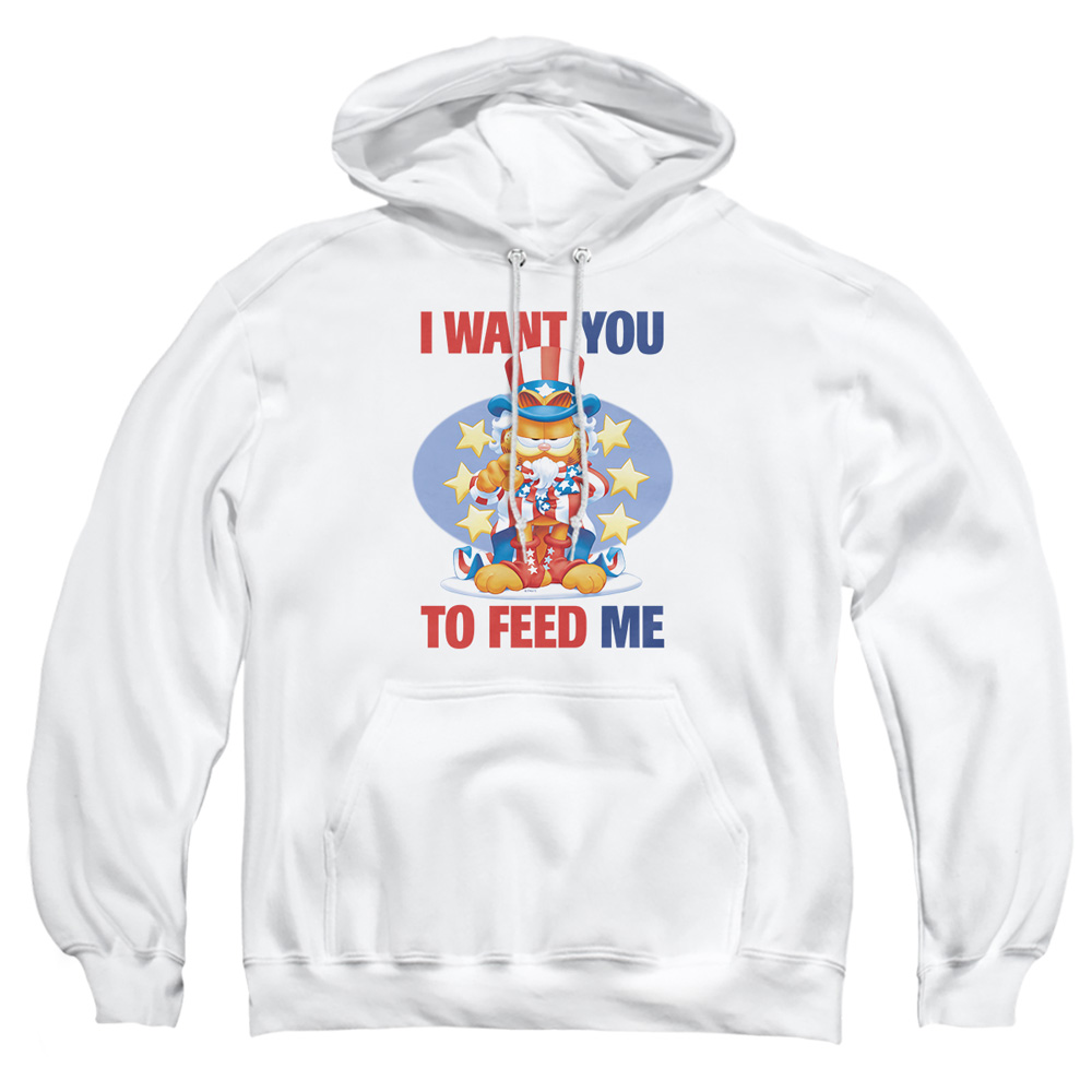 GAR401-AFTH-2 Garfield I Want You Adult Pullover Hoodie, White - Medium