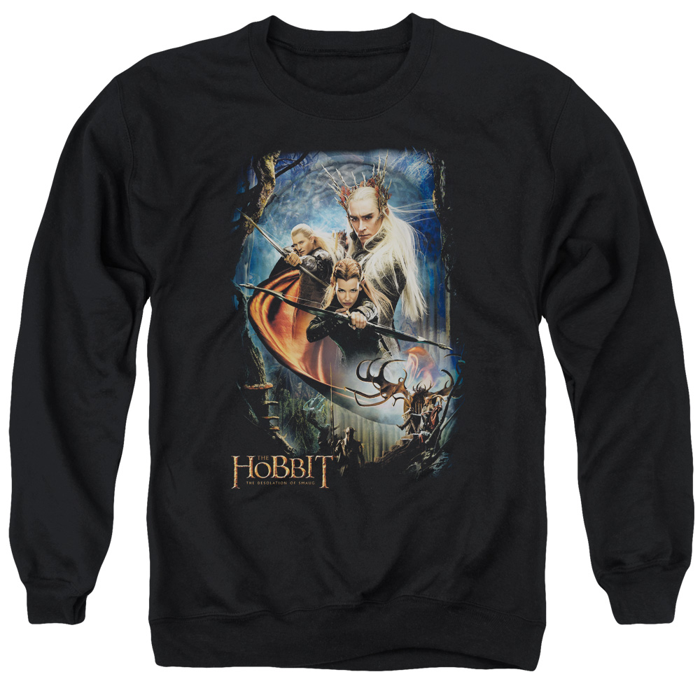 HOB2010-AS-2 Hobbit Thranduils Realm Adult Crewneck Sweatshirt, Black - Medium