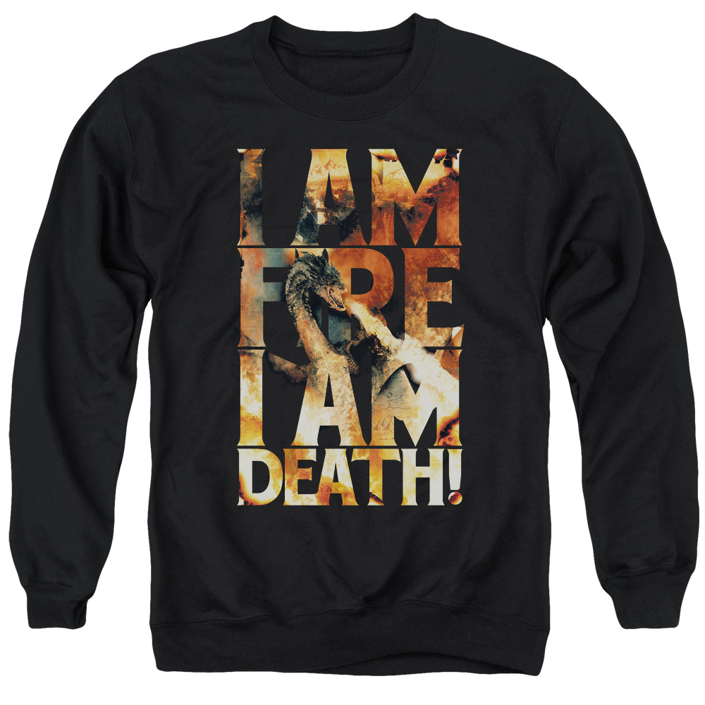 HOB3019-AS-2 Hobbit I Am Fire Adult Crewneck Sweatshirt, Black - Medium