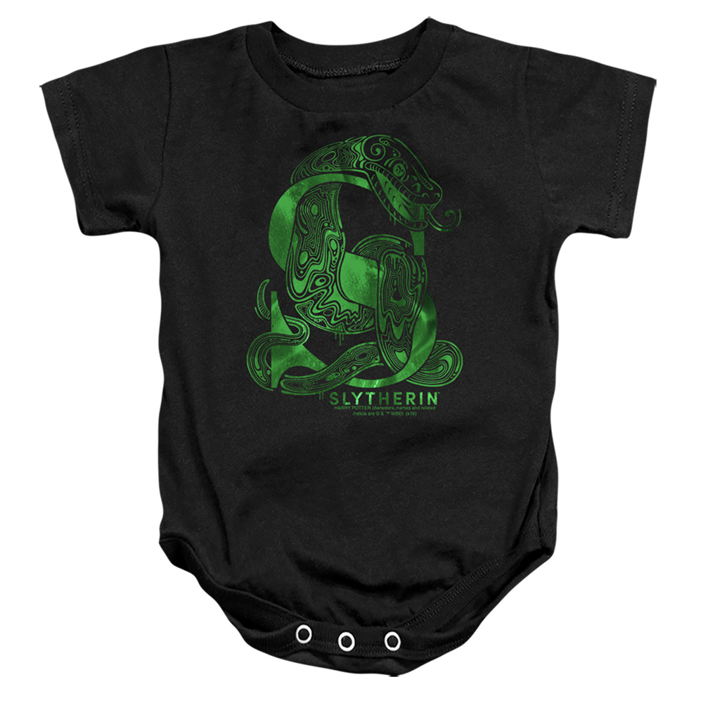 HP8210-SS-2 Harry Potter Slytherin S Logo Infant Snapsuit, Black - Medium - 12 Month