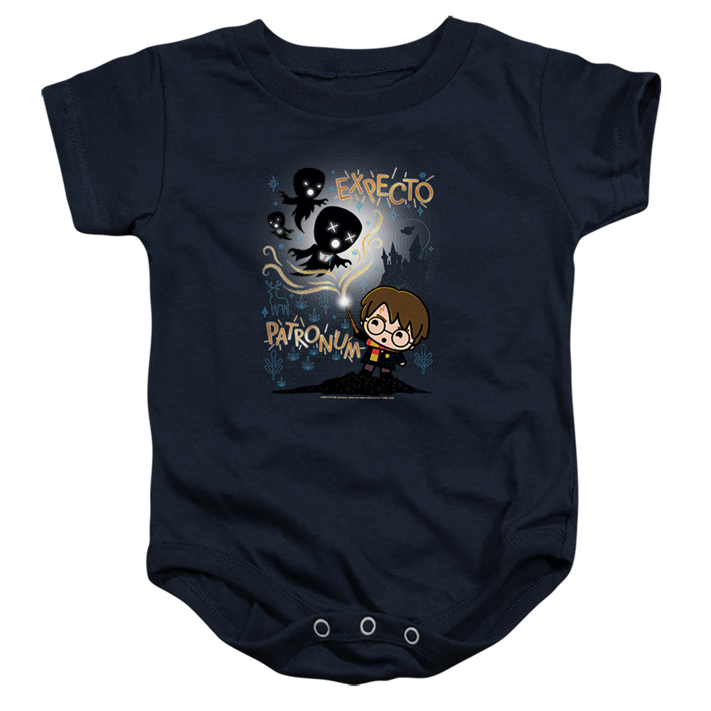 HP8381-SS-4 Harry Potter Expecto Patronum Chibi Potter Infant Snapsuit, Navy - Extra Large - 24 Month