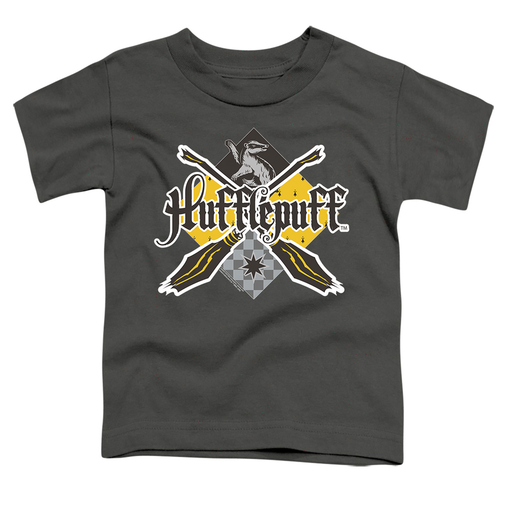 HP8417-TT-3 Harry Potter Hufflepuff Broomstick Decalr Logo Toddler Short Sleeve T-Shirt, Black - Large 4T