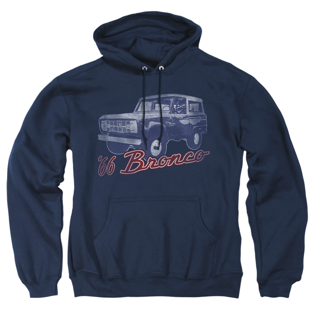 FORD102-AFTH-5 Ford Bronco 66 Classic Adult Pullover Hoodie, Navy - 2X