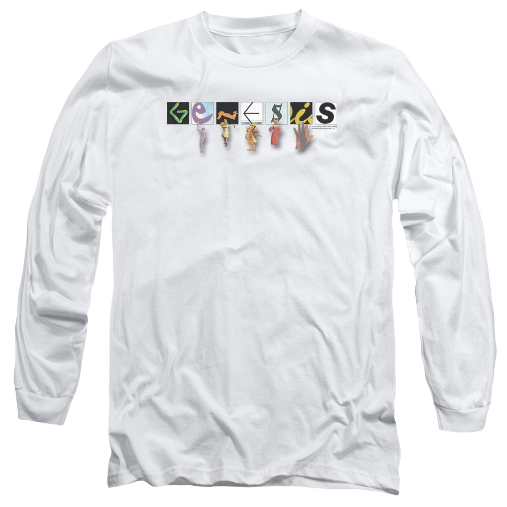 PERRY142-AL-2 Genesis Logo Adult Long Sleeve T-Shirt, White - Medium