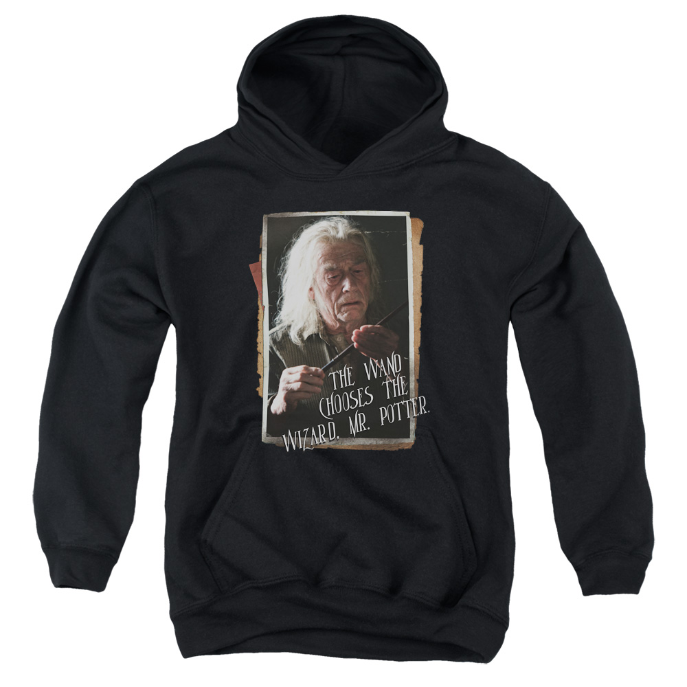 HP8029-YFTH-4 Harry Potter Olivander Youth Hooded Sweatshirt, Black - Extra Large