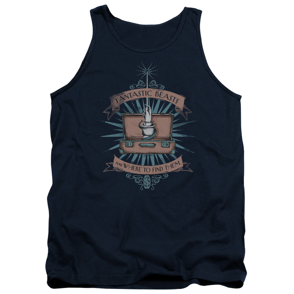 WB209-TK-2 Fantastic Beasts Briefcase Adult Tank Top, Navy - Medium