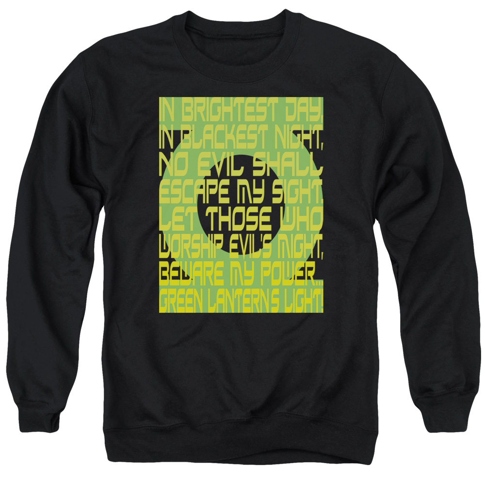 GL209-AS-2 Green Lantern Oath Adult Crewneck Sweatshirt, Black - Medium