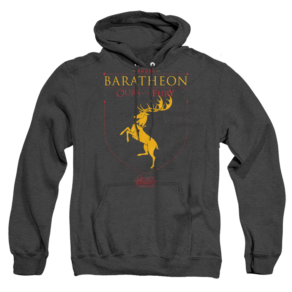 GOT171-AHH-1 Game of Thrones House Baratheon Sigil Adult Heather Hoodie, Black - Small