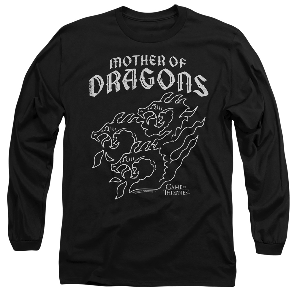 GOT269-AL-4 Game of Thrones Mother of Dragons Adult Long Sleeve T-Shirt, Black - Extra Large