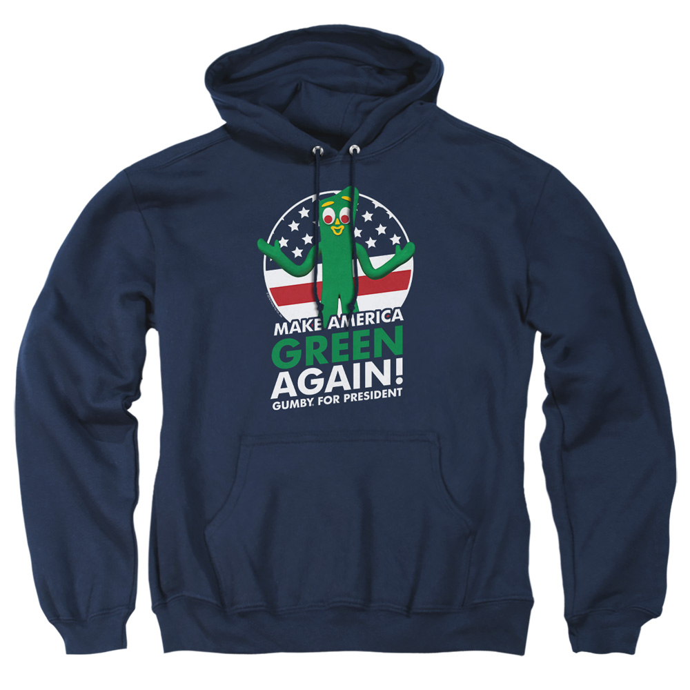 GMB148-AFTH-2 Gumby for President Adult Pullover Hoodie, Navy - Medium