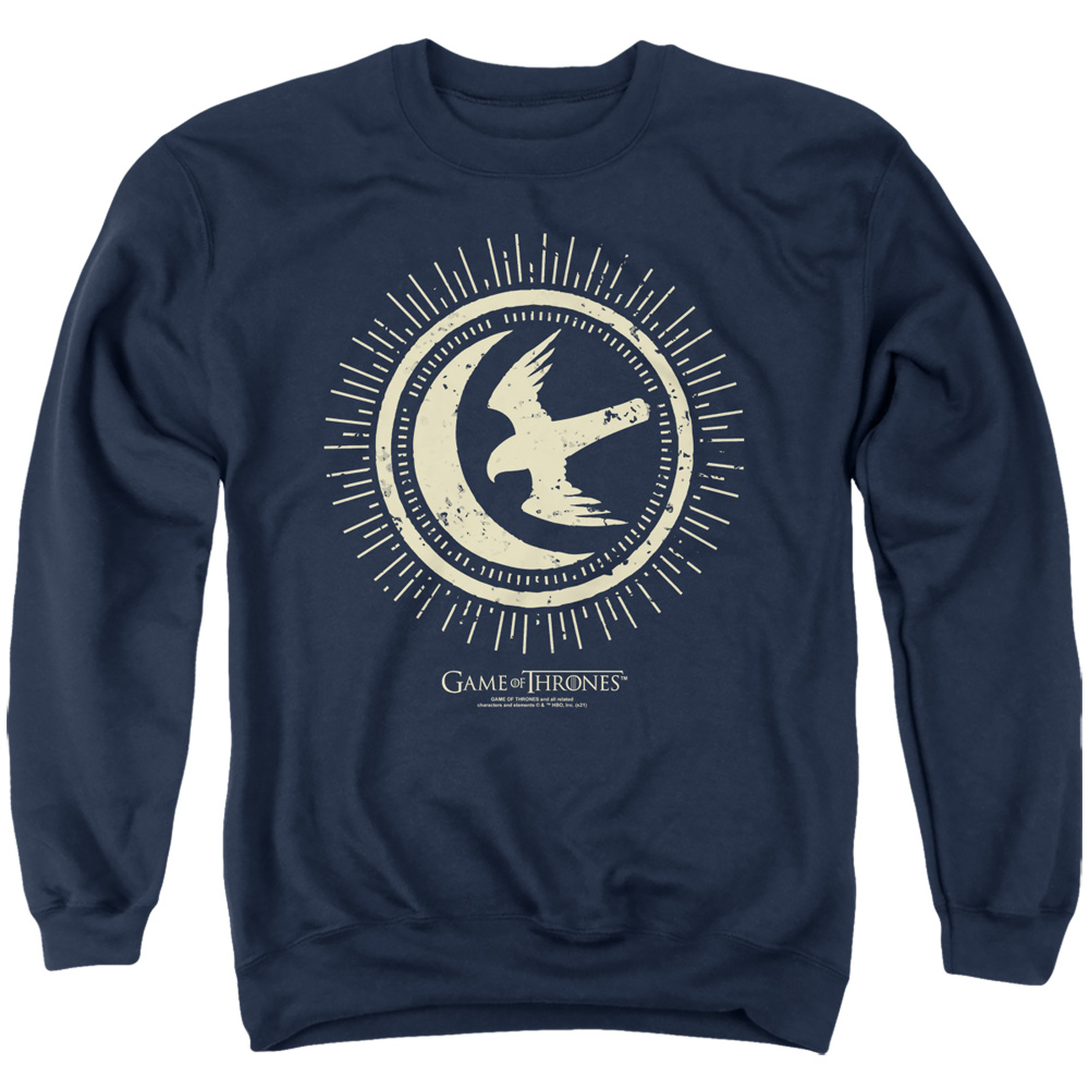 GOT205-AS-3 Game of Thrones Arryn Burst Sigil Adult Crewneck Sweatshirt, Navy - Large