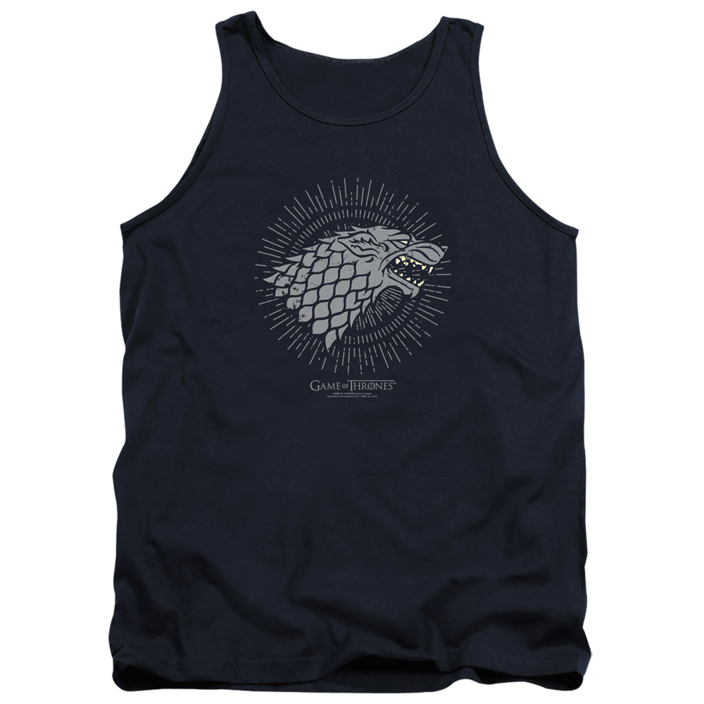 GOT211-TK-4 Game of Thrones Stark Burst Sigils Adult Tank Top, Navy - Extra Large
