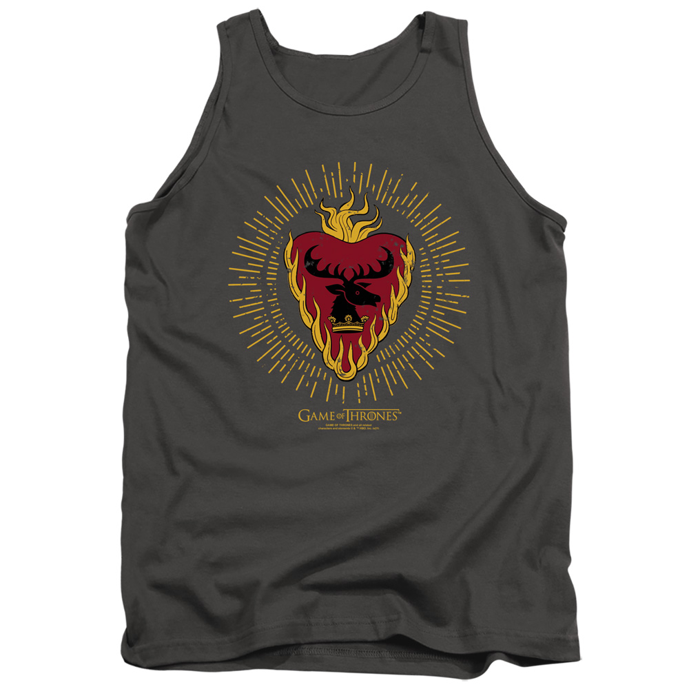GOT212-TK-5 Game of Thrones Stannis Baratheon Burst Sigils Adult Tank Top, Charcoal - 2X