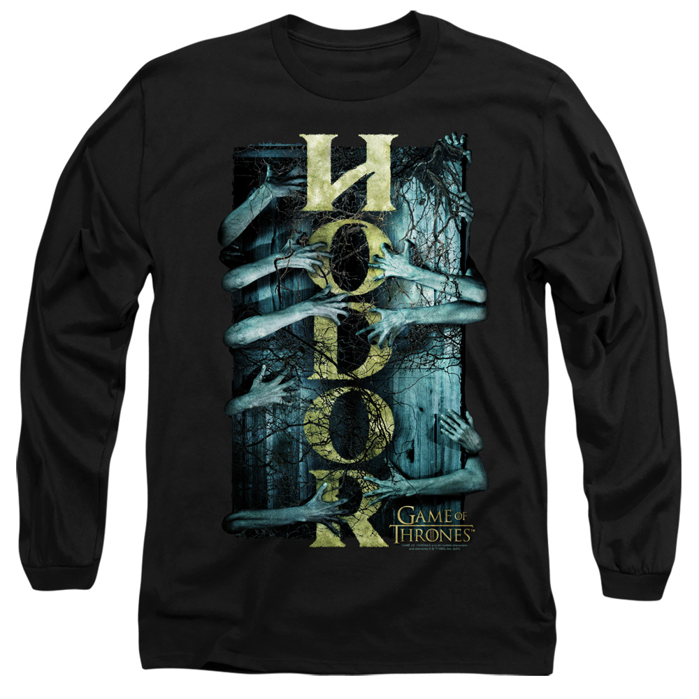 GOT219-AL-1 Game of Thrones Hodor Adult Long Sleeve T-Shirt, Black - Small